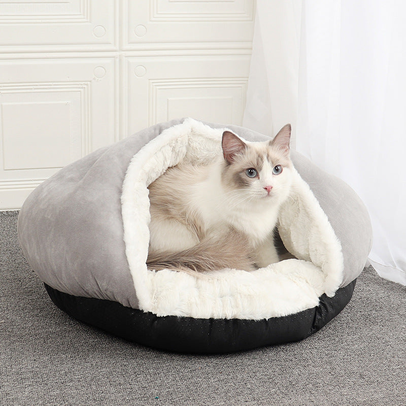 Cozy Winter Pet Sleeping Bag - Plush Cat Kennel Pad