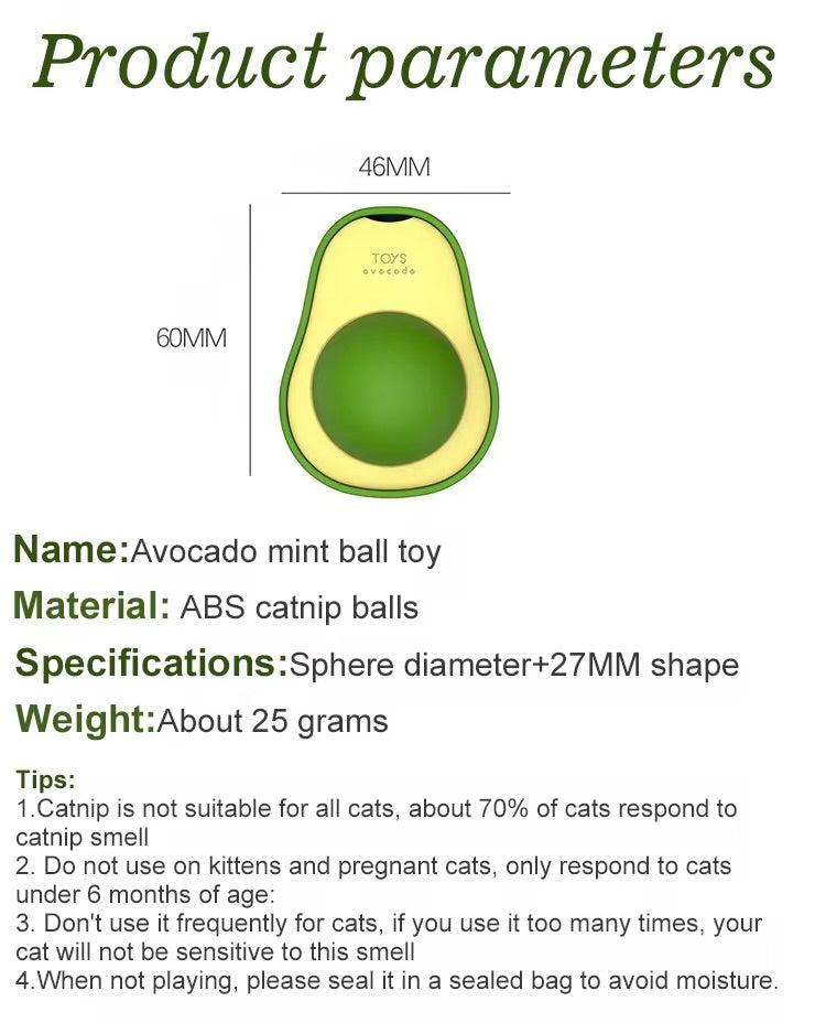 Rotating Catnip Avocado Shape Pet Toy Healthy Intestine Cat