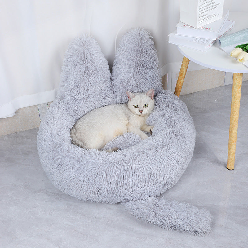 Round Pet Cat Long Plush Bed