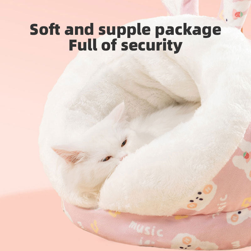 Winter Cat Bed - Cozy Semi-Enclosed Pet Bed