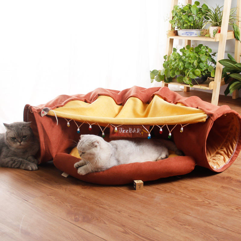 Foldable Cat Tunnel & Bed Combo