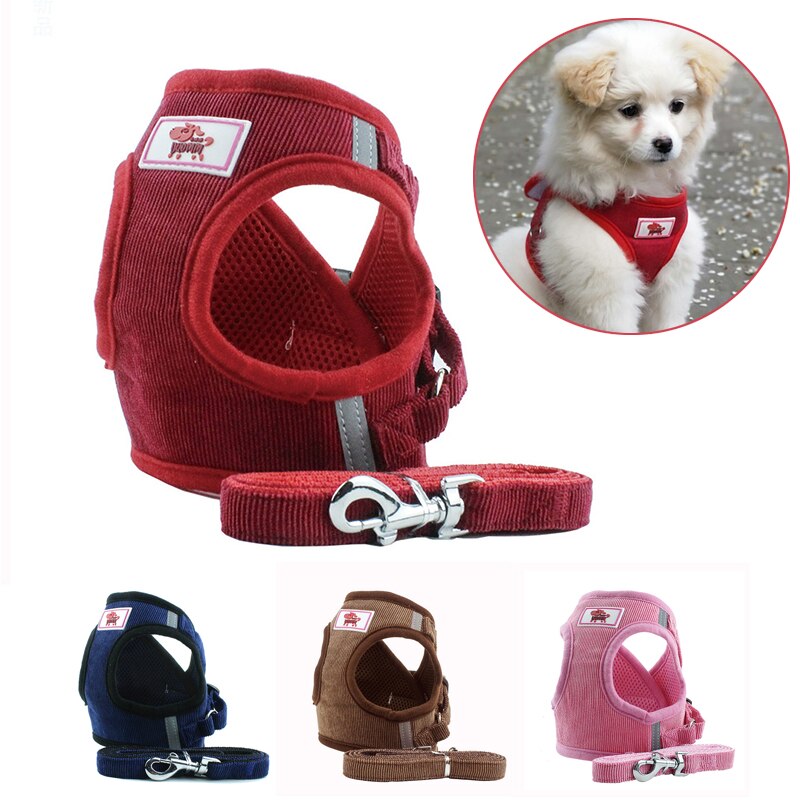 Reflective Dog Cat Harness Leash Set