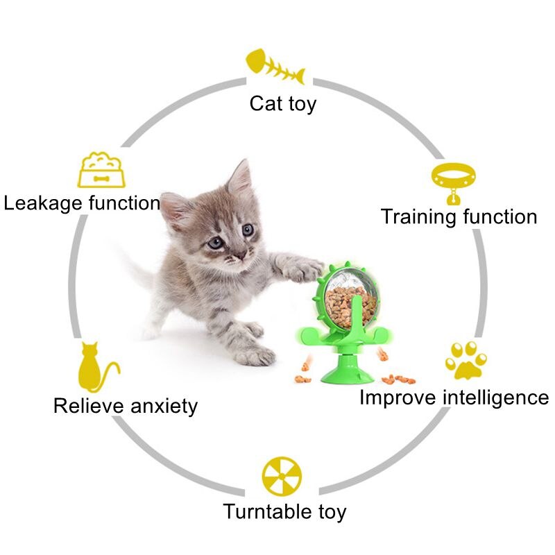 Interactive Cat Toy with Food Leakage and Turntable