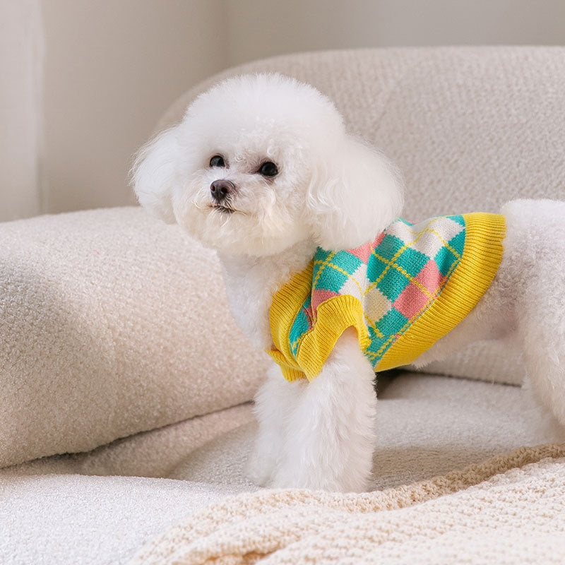 Colorful Diamond Knit Pet Sweater