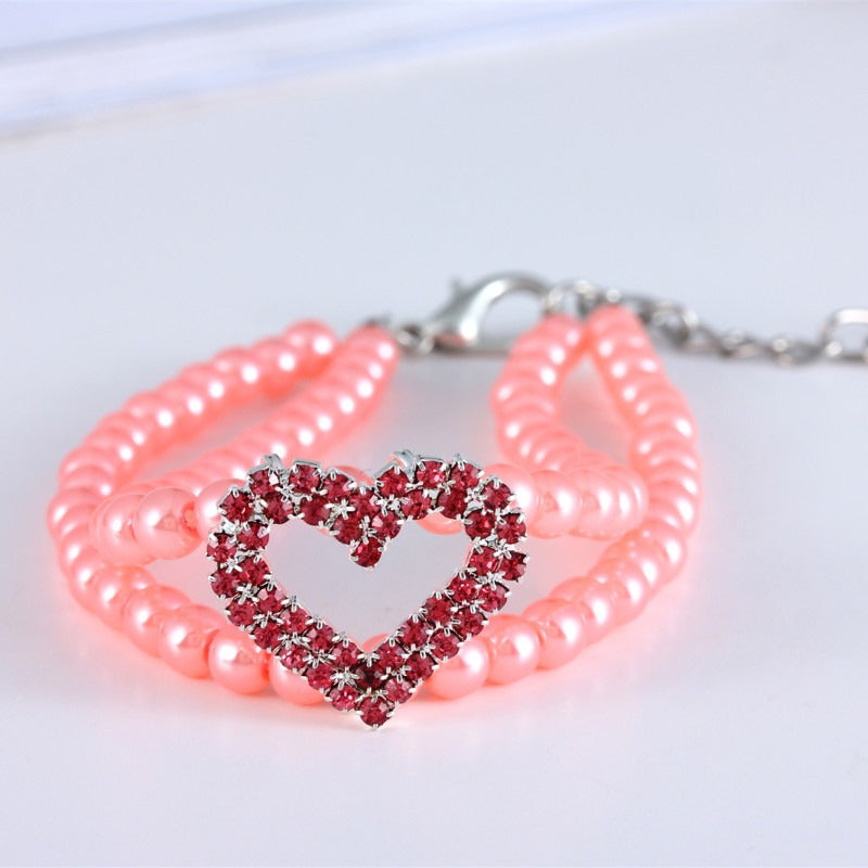 Sparkling Rhinestone Heart Pet Collar Necklace