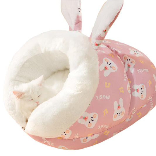 Winter Cat Bed - Cozy Semi-Enclosed Pet Bed