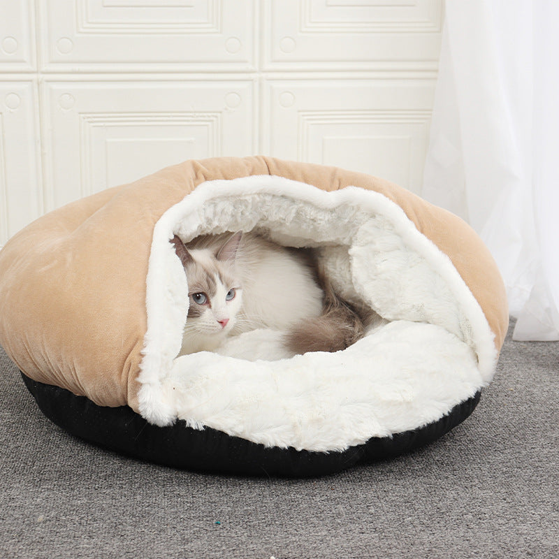 Cozy Winter Pet Sleeping Bag - Plush Cat Kennel Pad