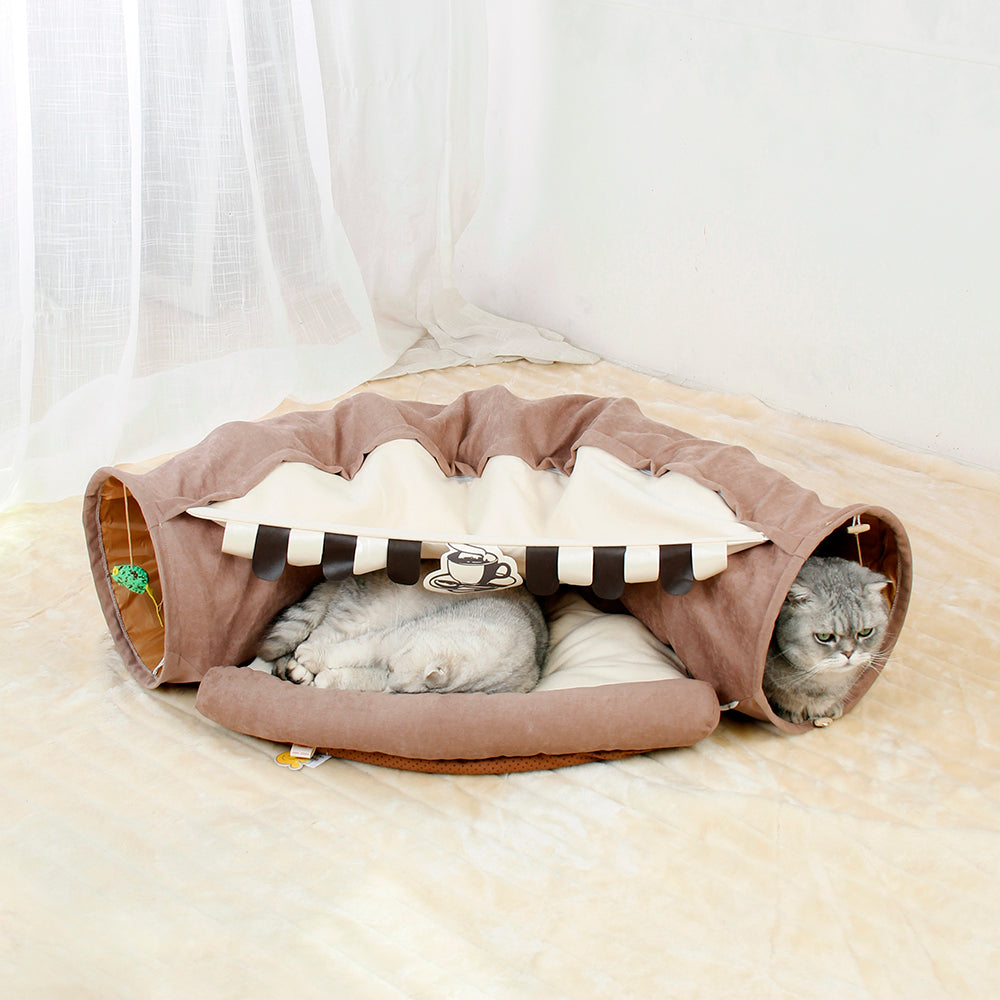 Foldable Cat Tunnel & Bed Combo