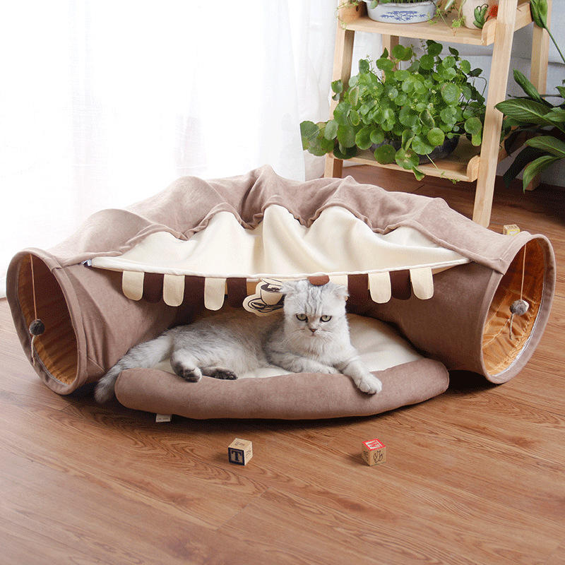 Foldable Cat Tunnel & Bed Combo