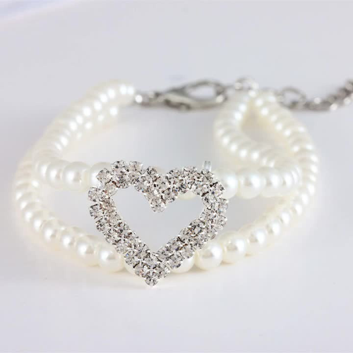 Sparkling Rhinestone Heart Pet Collar Necklace