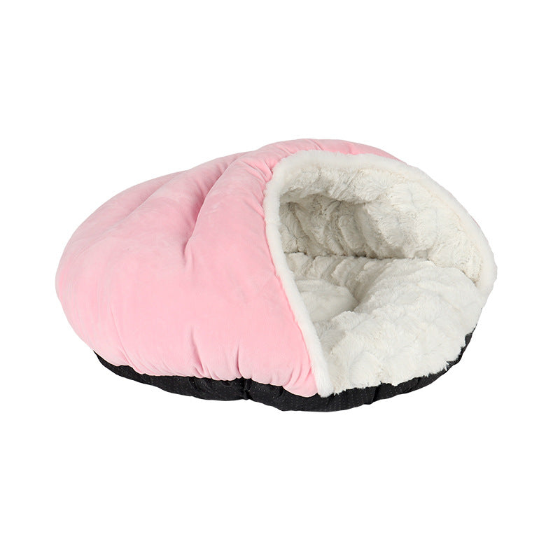 Cozy Winter Pet Sleeping Bag - Plush Cat Kennel Pad