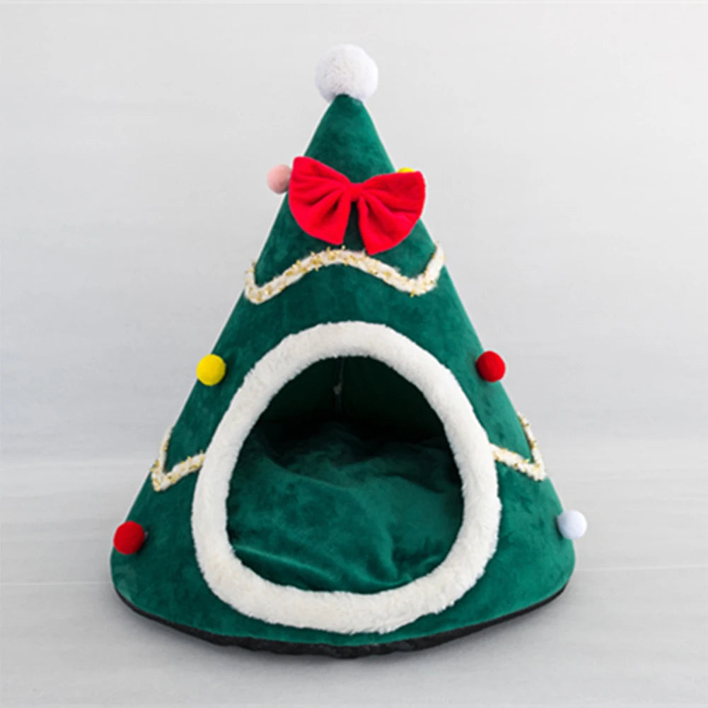 Christmas Tree Pet House Dog Cat Bed