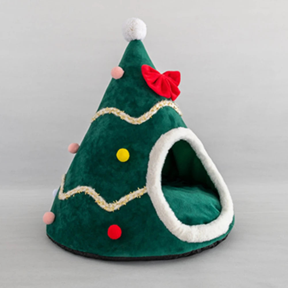 Christmas Tree Pet House Dog Cat Bed