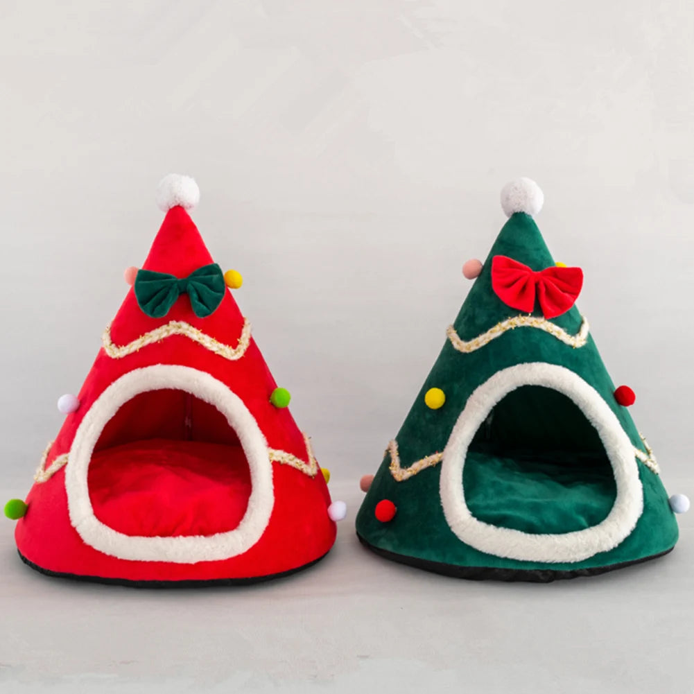 Christmas Tree Pet House Dog Cat Bed